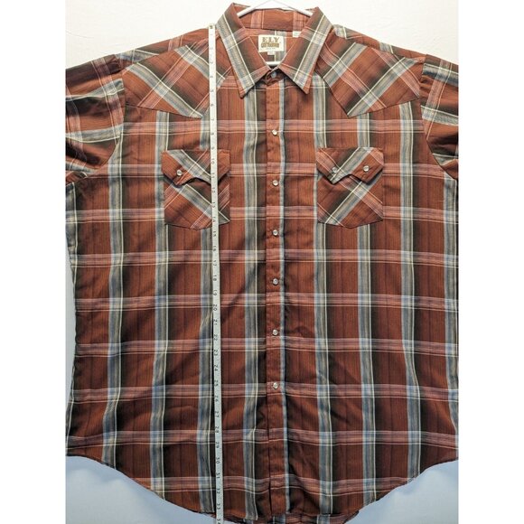 Ely Cattleman Western Shirt Mens XXL Red Plaid Pearl Snap Pockets Cowboy - Picture 3 of 7